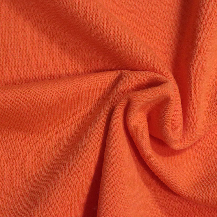 Orange-Red Sweatshirt Athletic Brushed Poly Knit Fleece Fabric