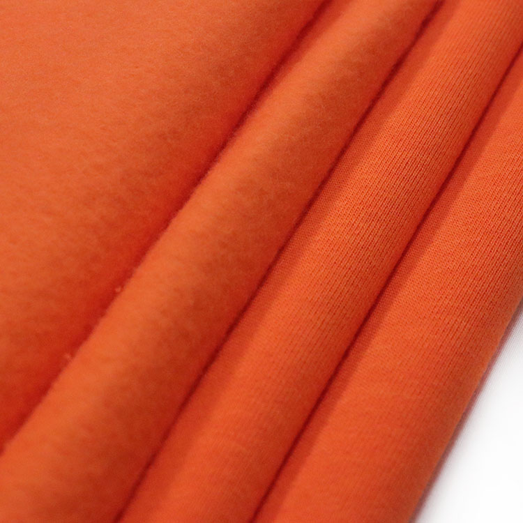 Orange-Red Sweatshirt Athletic Brushed Poly Knit Fleece Fabric